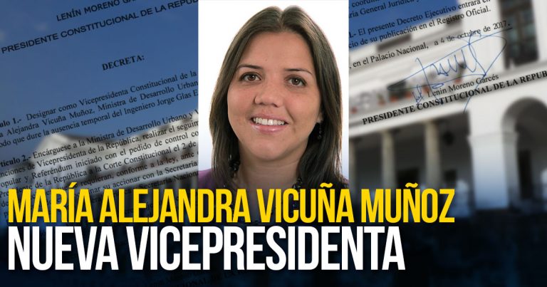 Vicepresidenta Constitucional de la República del Ecuador a María Alejandra Vicuña Muñoz